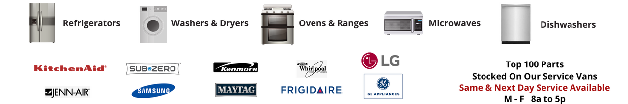 Appliance brand logos and business hours